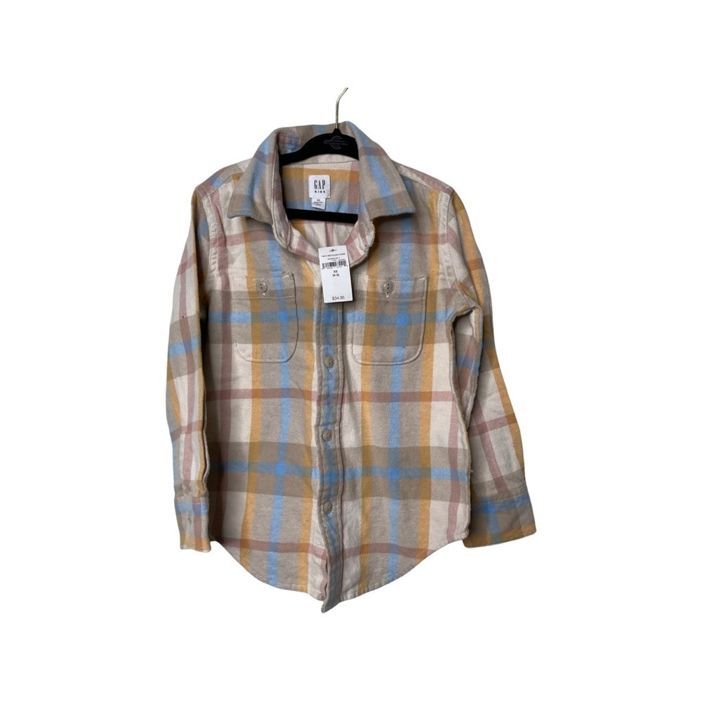 New Gap plaid flannel button down shirt sz CS 4-5 yo